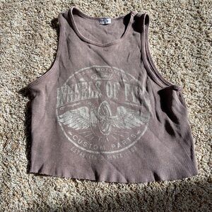 Garage brown vintage motorcycle tank top